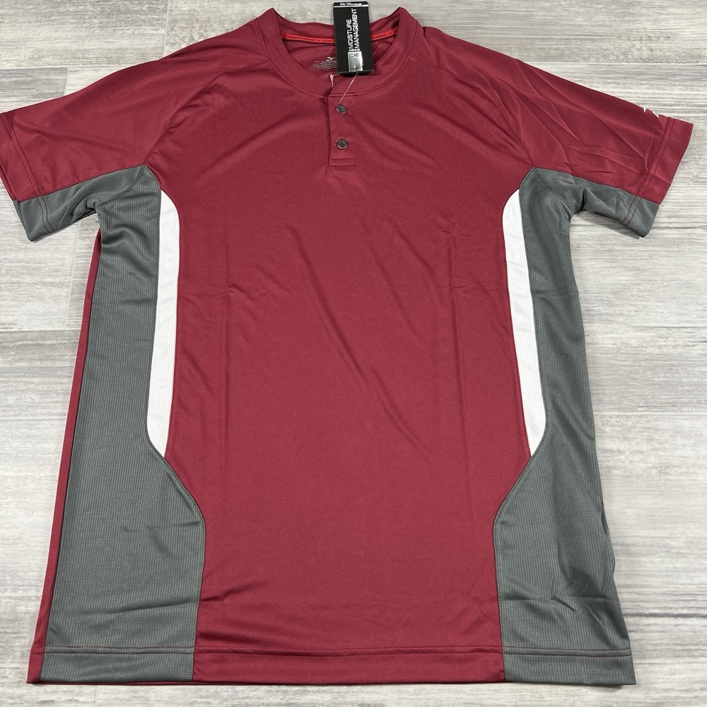 Mizuno Men's Large Elite 2-Button Performance Baseball Jersey Drylite Maroon NEW